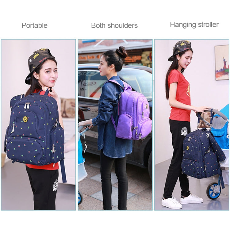 Fashion Travel Multifunctional Mother Shoulder Bag Maternity Mummy Nappy Backpack, Size: 18*30*43cm, Blue, Red Dot, Dark Blue Flower