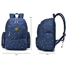 Load image into Gallery viewer, Fashion Travel Multifunctional Mother Shoulder Bag Maternity Mummy Nappy Backpack, Size: 18*30*43cm, Blue, Red Dot, Dark Blue Flower
