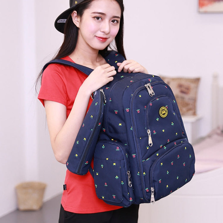 Fashion Travel Multifunctional Mother Shoulder Bag Maternity Mummy Nappy Backpack, Size: 18*30*43cm, Blue, Red Dot, Dark Blue Flower