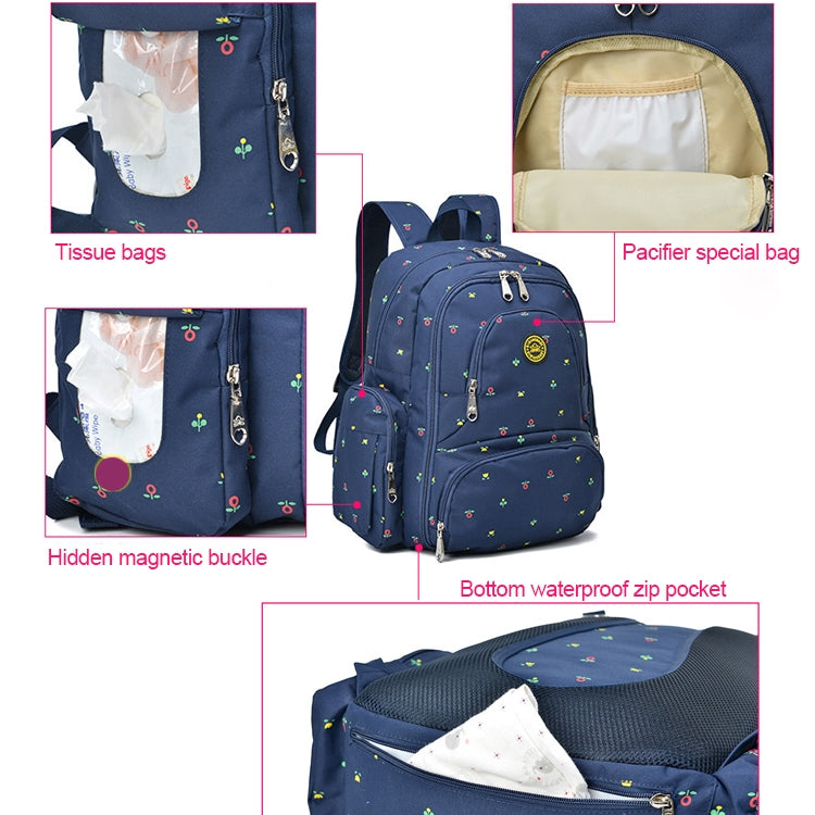 Fashion Travel Multifunctional Mother Shoulder Bag Maternity Mummy Nappy Backpack, Size: 18*30*43cm, Red Dot, Dark Blue Flower, Blue