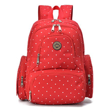 Load image into Gallery viewer, Fashion Travel Multifunctional Mother Shoulder Bag Maternity Mummy Nappy Backpack, Size: 18*30*43cm, Red Dot, Dark Blue Flower, Blue