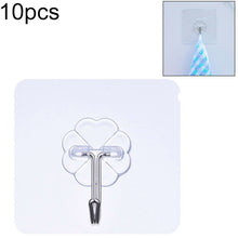 Load image into Gallery viewer, 10pcs PVC + Stainless Steel Thin Plum Shape Seamless Adhesive Hook Waterproof Transparent Strong Stick Hook Kitchen Wall Mount, Thin