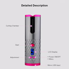 Load image into Gallery viewer, USB Charging Automatic Hair Curler Portable Mini Wireless Multi-function Curling Iron with LCD Display