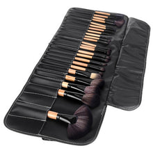 Load image into Gallery viewer, 32 PCS Wood Color Handle Makeup Brush Set Beauty Kit + PU Leather Carrying Case, 32 PCS