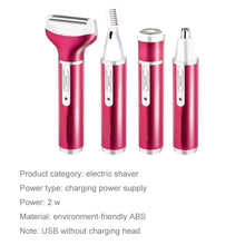 Load image into Gallery viewer, 4 In 1  USB Rechargeable Vibrissa Eyebrows Trimmer Body Hair Denuding Machine Set with USB Cable, 4 In 1