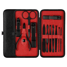 Load image into Gallery viewer, 12 in 1 Advanced Stainless Nail Care Clipper Pedicure Manicure Kits with Leather Case, Red+Black, Yellow+Black