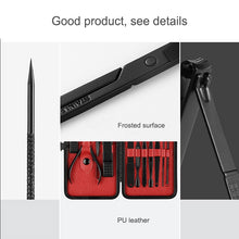 Load image into Gallery viewer, 12 in 1 Advanced Stainless Nail Care Clipper Pedicure Manicure Kits with Leather Case, Red+Black, Yellow+Black