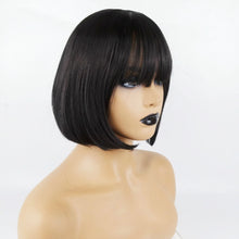 Load image into Gallery viewer, Neat Bang Bobo Short Straight Hair Wig Chemical Fiber Hair Headgear for Women