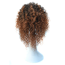 Load image into Gallery viewer, European and American Black Gradient Light Brown Wig Headgear with Short and Small Curly Hair for Women