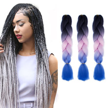 Load image into Gallery viewer, Fashion Color Gradient Individual Braid Wigs Chemical Fiber Big Braids, Length: 60cm(56 Purple+Lake Blue+Light Purple), 21, 35, 37, 38, 44, 45, 46, 47, 49, 50, 51, 56