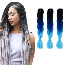 Load image into Gallery viewer, Fashion Color Gradient Individual Braid Wigs Chemical Fiber Big Braids, Length: 60cm(56 Purple+Lake Blue+Light Purple), 21, 35, 37, 38, 44, 45, 46, 47, 49, 50, 51, 56