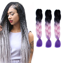Load image into Gallery viewer, Fashion Color Gradient Individual Braid Wigs Chemical Fiber Big Braids, Length: 60cm(56 Purple+Lake Blue+Light Purple), 21, 35, 37, 38, 44, 45, 46, 47, 49, 50, 51, 56