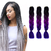 Load image into Gallery viewer, Fashion Color Gradient Individual Braid Wigs Chemical Fiber Big Braids, Length: 60cm(56 Purple+Lake Blue+Light Purple), 21, 35, 37, 38, 44, 45, 46, 47, 49, 50, 51, 56