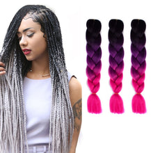 Load image into Gallery viewer, Fashion Color Gradient Individual Braid Wigs Chemical Fiber Big Braids, Length: 60cm(56 Purple+Lake Blue+Light Purple), 21, 35, 37, 38, 44, 45, 46, 47, 49, 50, 51, 56