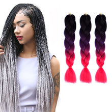 Load image into Gallery viewer, Fashion Color Gradient Individual Braid Wigs Chemical Fiber Big Braids, Length: 60cm(56 Purple+Lake Blue+Light Purple), 21, 35, 37, 38, 44, 45, 46, 47, 49, 50, 51, 56