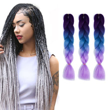 Load image into Gallery viewer, Fashion Color Gradient Individual Braid Wigs Chemical Fiber Big Braids, Length: 60cm(56 Purple+Lake Blue+Light Purple), 21, 35, 37, 38, 44, 45, 46, 47, 49, 50, 51, 56