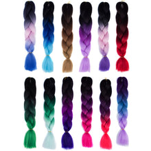 Load image into Gallery viewer, Fashion Color Gradient Individual Braid Wigs Chemical Fiber Big Braids, Length: 60cm(56 Purple+Lake Blue+Light Purple), 21, 35, 37, 38, 44, 45, 46, 47, 49, 50, 51, 56