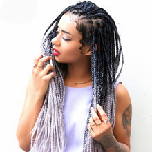 Load image into Gallery viewer, Fashion Color Gradient Individual Braid Wigs Chemical Fiber Big Braids, Length: 60cm(56 Purple+Lake Blue+Light Purple), 21, 35, 37, 38, 44, 45, 46, 47, 49, 50, 51, 56