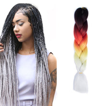 Load image into Gallery viewer, Fashion Color Gradient Individual Braid Wigs Chemical Fiber Big Braids, Length: 60cm(25 Black+Red+Yellow+White), 25, 30, 31
