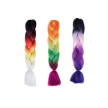 Load image into Gallery viewer, Fashion Color Gradient Individual Braid Wigs Chemical Fiber Big Braids, Length: 60cm(25 Black+Red+Yellow+White), 25, 30, 31