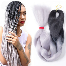 Load image into Gallery viewer, Fashion Color Gradient Individual Braid Wigs Chemical Fiber Big Braids, Length: 60cm(25 Black+Red+Yellow+White), 25, 30, 31