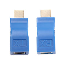 Load image into Gallery viewer, HDMI to RJ45 Extender Adapter (Receiver &amp; Transmitter) by Cat-5e/6 Cable, Transmission Distance: 30m, Single RJ45 Blue