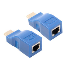 Load image into Gallery viewer, HDMI to RJ45 Extender Adapter (Receiver &amp; Transmitter) by Cat-5e/6 Cable, Transmission Distance: 30m, Single RJ45 Blue