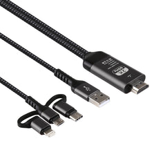 Load image into Gallery viewer, 3 in 1 Micro USB + USB-C / Type-C + 8 Pin to HDMI HDTV Cable