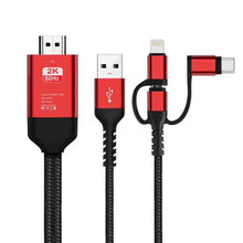 Load image into Gallery viewer, 3 in 1 Micro USB + USB-C / Type-C + 8 Pin to HDMI HDTV Cable