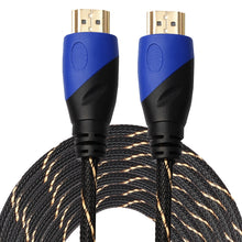 Load image into Gallery viewer, 15m HDMI 1.4 Version 1080P Woven Net Line Blue Black Head HDMI Male to HDMI Male Audio Video Connector Adapter Cable, Length: 15m