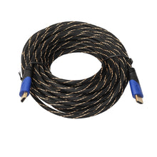 Load image into Gallery viewer, 15m HDMI 1.4 Version 1080P Woven Net Line Blue Black Head HDMI Male to HDMI Male Audio Video Connector Adapter Cable, Length: 15m