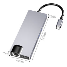Load image into Gallery viewer, HW-TC12 8 In 1 Type-C / USB-C Multifunctional Extension HUB Adapter Hdmi / Vga Hub Card Reader + Network Card
