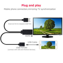 Load image into Gallery viewer, 1080P USB 2.0 Male + USB 2.0 Female to HDMI HDTV AV Adapter Cable for iPhone / iPad, Android Smartphones