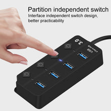 Load image into Gallery viewer, Onten 5301 USB 3.0 Male to 4 USB 2.0 Female Splitter Extender with Independent Switch, 5301