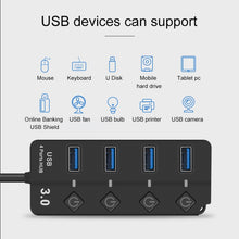 Load image into Gallery viewer, Onten 5301 USB 3.0 Male to 4 USB 2.0 Female Splitter Extender with Independent Switch, 5301