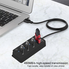 Load image into Gallery viewer, Onten 5301 USB 3.0 Male to 4 USB 2.0 Female Splitter Extender with Independent Switch, 5301