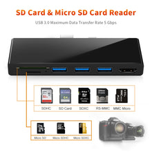 Load image into Gallery viewer, ROCKETEK SK-S5H 3 x USB 3.0 + HDMI + SD / TF Memory Card Reader HUB 4K HDMI Adapter, SK-S5H