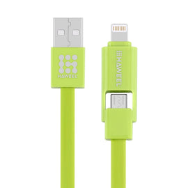 HAWEEL 1m 2 in 1 Micro USB & 8 Pin to USB Data Sync Charge Cable