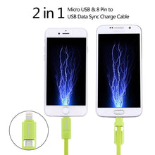 Load image into Gallery viewer, HAWEEL 1m 2 in 1 Micro USB &amp; 8 Pin to USB Data Sync Charge Cable