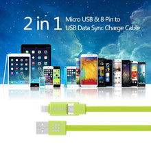 Load image into Gallery viewer, HAWEEL 1m 2 in 1 Micro USB &amp; 8 Pin to USB Data Sync Charge Cable