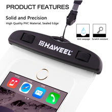 Load image into Gallery viewer, HAWEEL Transparent Universal Waterproof Bag with Lanyard for iPhone, Galaxy, Huawei, Xiaomi, LG, HTC and Other Smart Phones