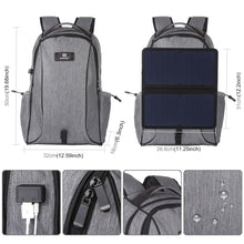 Load image into Gallery viewer, HAWEEL 14W Foldable Removable Solar Power Outdoor Portable Canvas Dual Shoulders Laptop Backpack, USB Output: 5V 2.1A Max