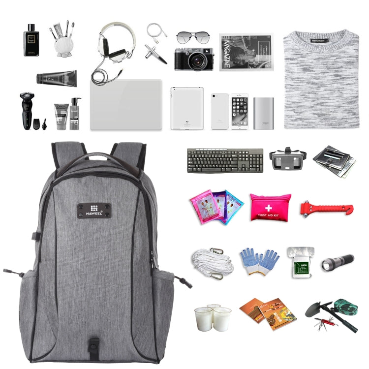 HAWEEL 14W Foldable Removable Solar Power Outdoor Portable Canvas Dual Shoulders Laptop Backpack, USB Output: 5V 2.1A Max