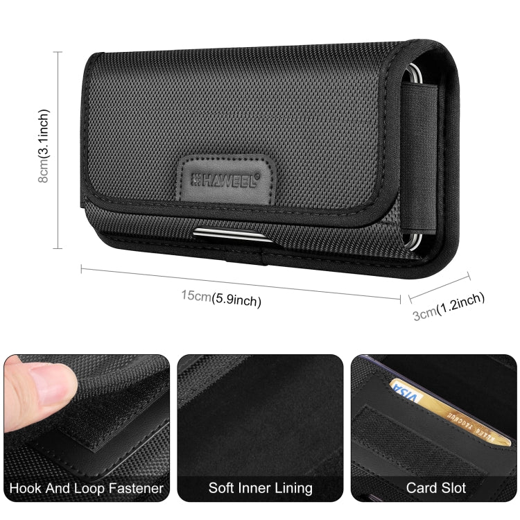 HAWEEL 4.7 inch Nylon Cloth Phone Belt Clip Horizontal Carrying Pouch with Card Slot