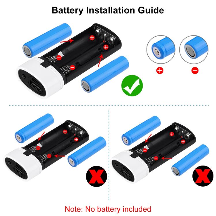 HAWEEL DIY 2x 18650 Battery (Not Included) 5600mAh Power Bank Shell Box with USB Output & Indicator, DIY 2 Batteries(Black)