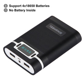 HAWEEL DIY 4 x 18650 Battery (Not Included) 10000mAh Power Bank Shell Box with 2 x USB Output & Display for iPhone, Galaxy, Sony, HTC, Google, Huawei, Xiaomi, Lenovo and other Smartphones, DIY 4x 18650 Batteries 10000mAh
