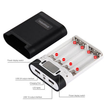 Load image into Gallery viewer, HAWEEL DIY 4 x 18650 Battery (Not Included) 10000mAh Power Bank Shell Box with 2 x USB Output &amp; Display for iPhone, Galaxy, Sony, HTC, Google, Huawei, Xiaomi, Lenovo and other Smartphones, DIY 4x 18650 Batteries 10000mAh