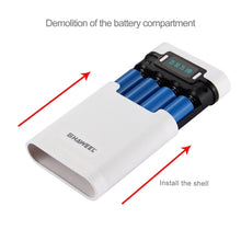 Load image into Gallery viewer, HAWEEL DIY 4 x 18650 Battery (Not Included) 10000mAh Power Bank Shell Box with 2 x USB Output &amp; Display for iPhone, Galaxy, Sony, HTC, Google, Huawei, Xiaomi, Lenovo and other Smartphones, DIY 4 x 18650 10000mAh  Battery (US)                           ...