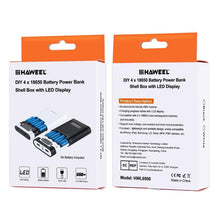 Load image into Gallery viewer, HAWEEL DIY 4 x 18650 Battery (Not Included) 10000mAh Power Bank Shell Box with 2 x USB Output &amp; Display for iPhone, Galaxy, Sony, HTC, Google, Huawei, Xiaomi, Lenovo and other Smartphones, DIY 4x 18650 Batteries 10000mAh