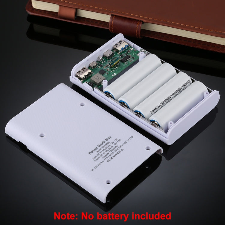 HAWEEL DIY 4x 18650 Battery (Not Included) 12000mAh Dual-way QC Charger Power Bank Shell Box with 2x USB Output & Display,  Support QC 2.0 / QC 3.0 / FCP / SFCP /  AFC / MTK / BC 1.2 / PD
